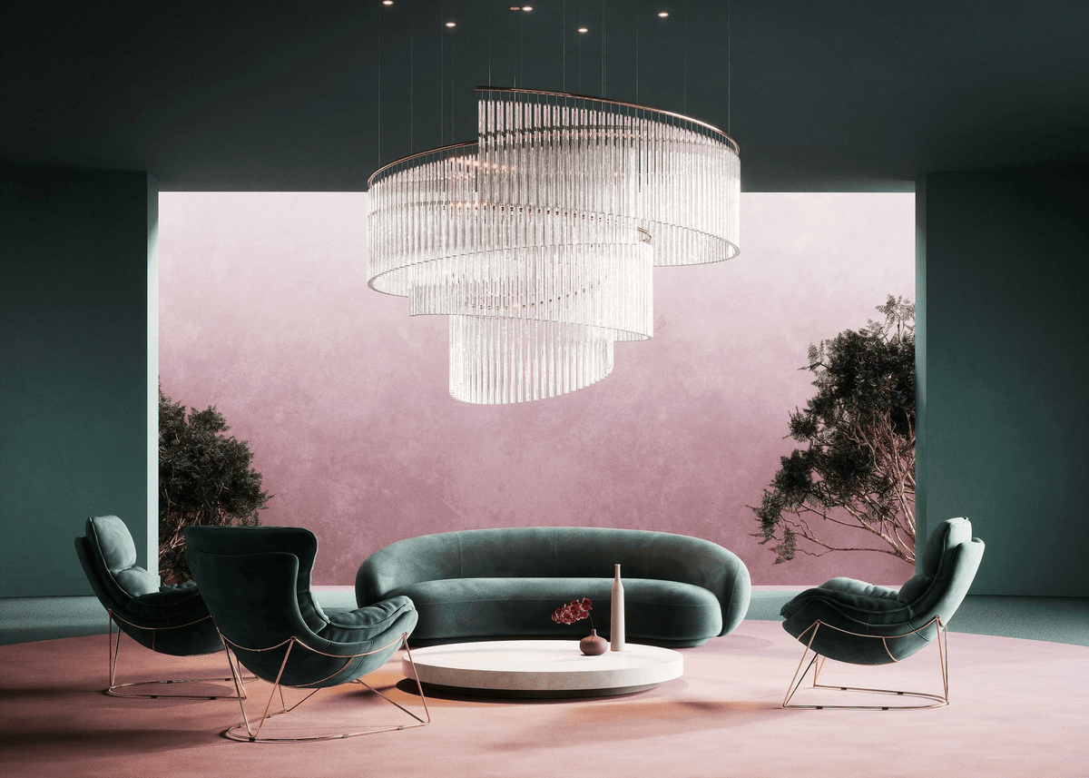 Rivella Shimmering Cascade Kristallen glas Kroonluchter