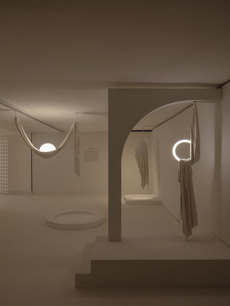 Serelia hanglamp met zijden stofdraperie