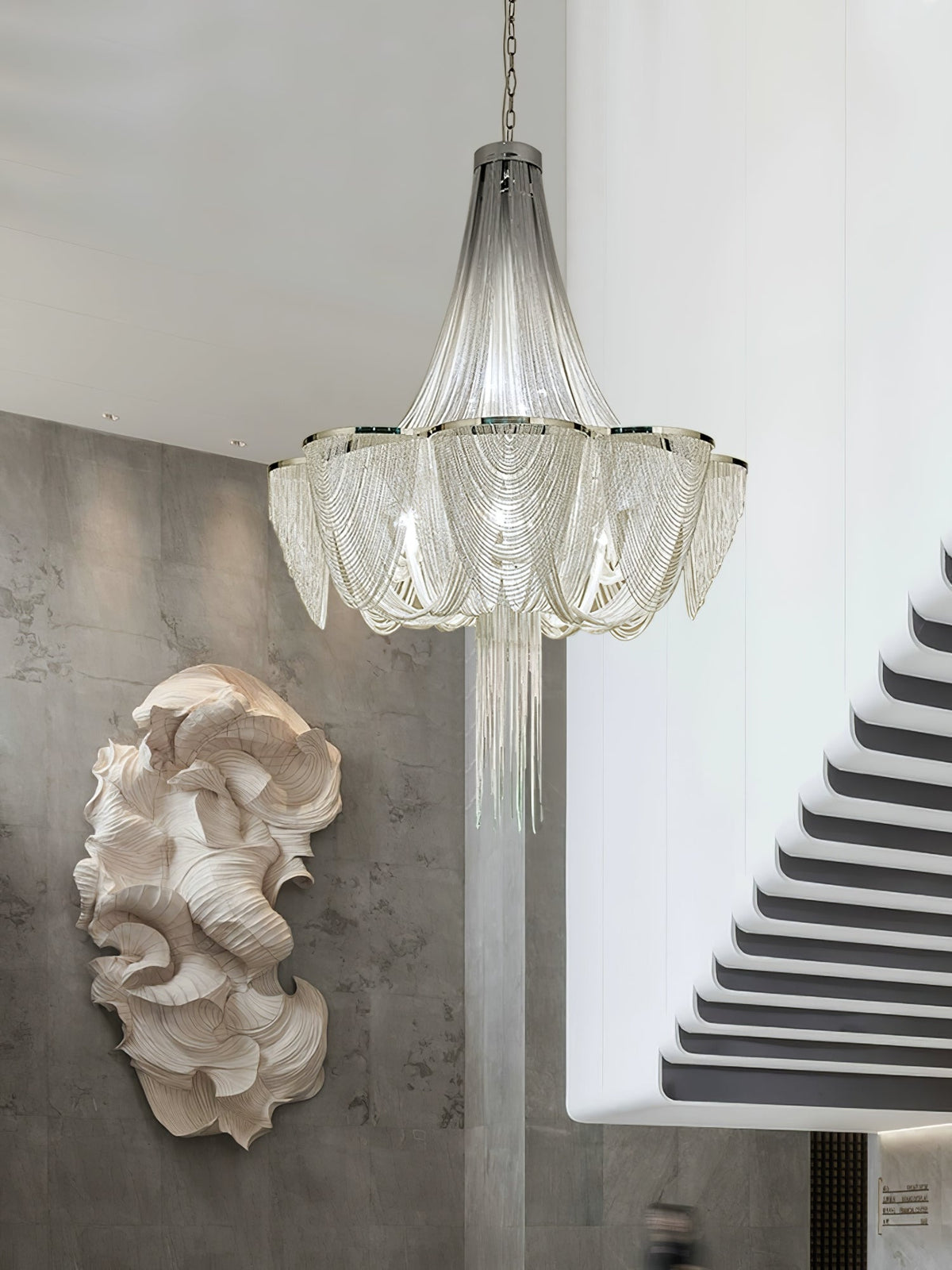 Serein Zilveren Ketting Kroonluchter met Tassel