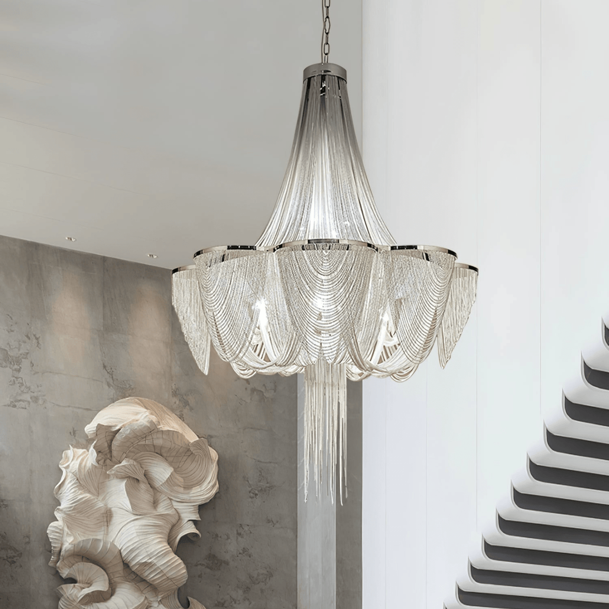 Serein Zilveren Ketting Kroonluchter met Tassel