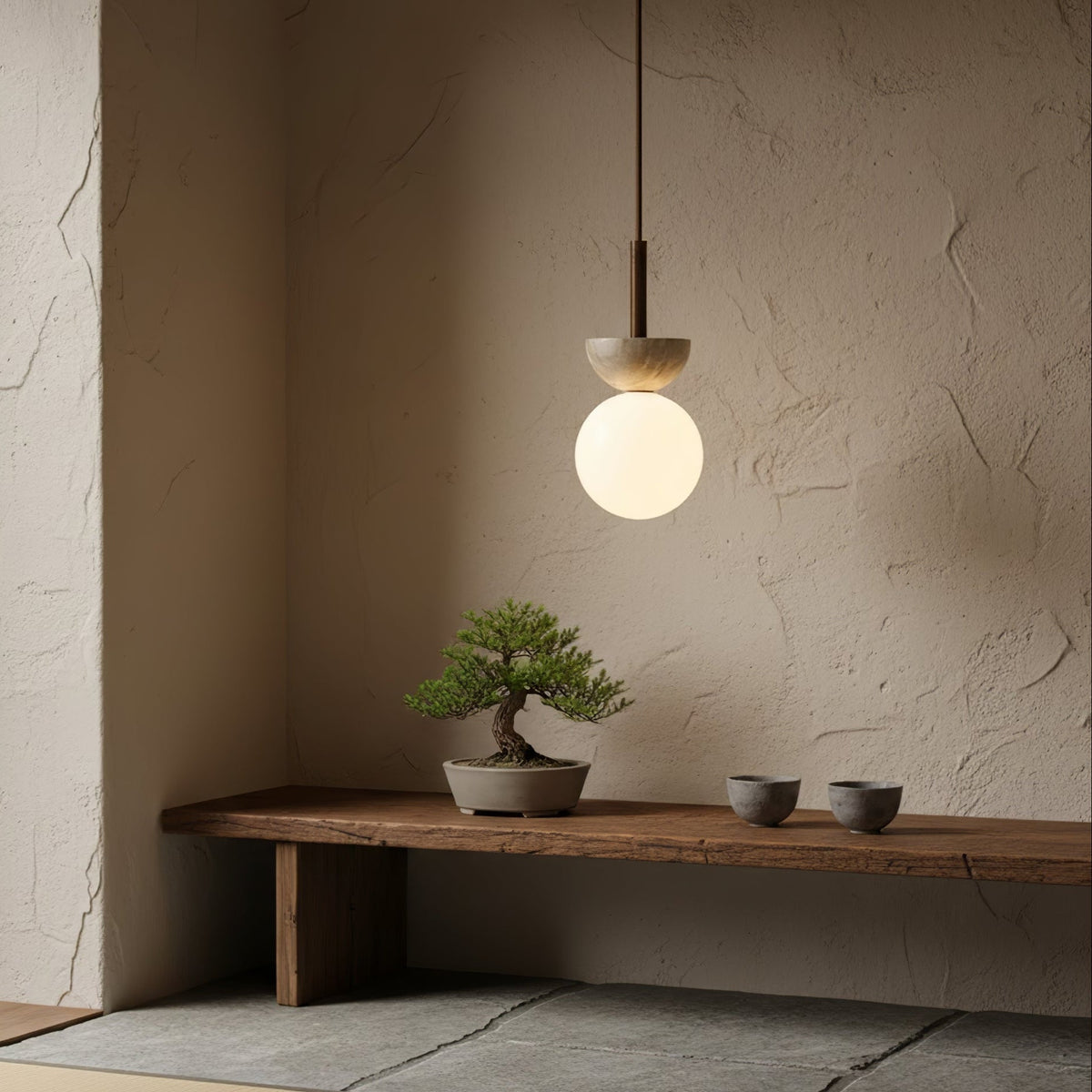 Calixen travertin Half Duo hanglamp