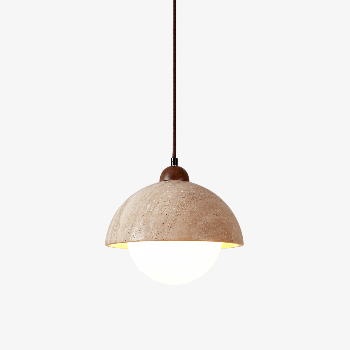 Nolven hanglamp van geel travertin en walnoot