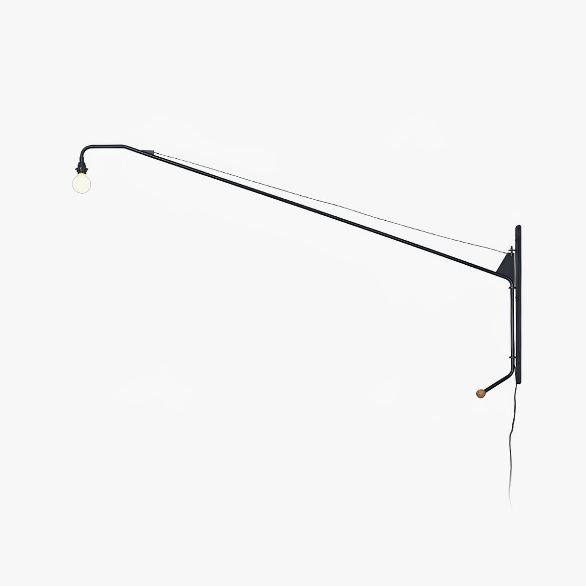 Zwarte wandlamp met lange arm