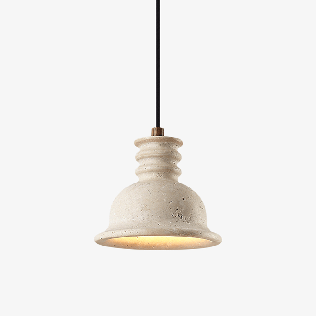 Tavuenne hanglamp van geel travertin