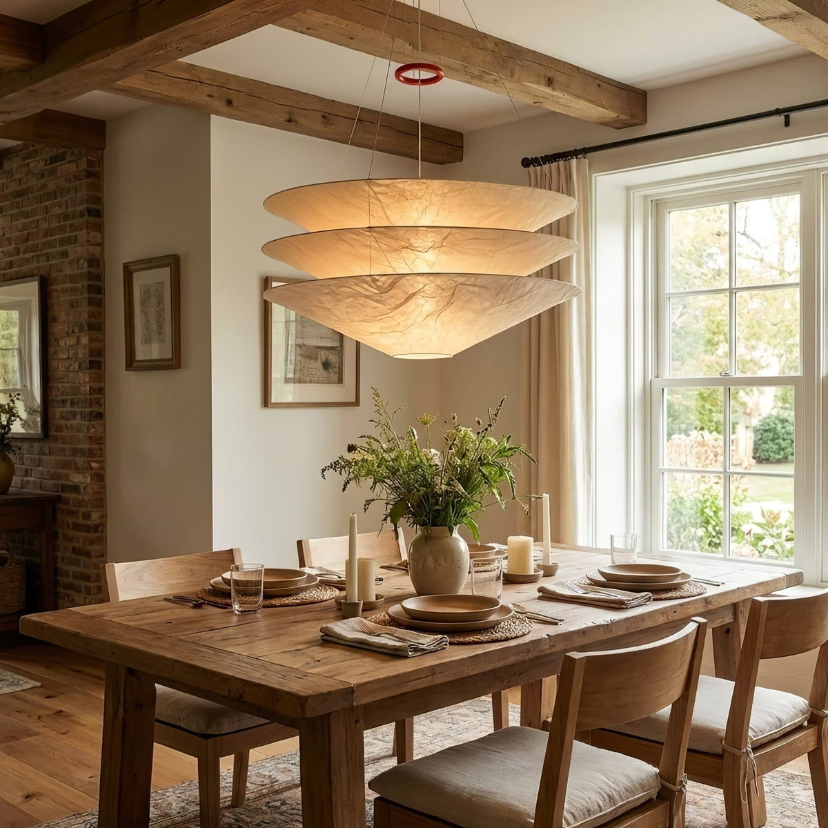 Kazu hanglamp met conische zijdekappen