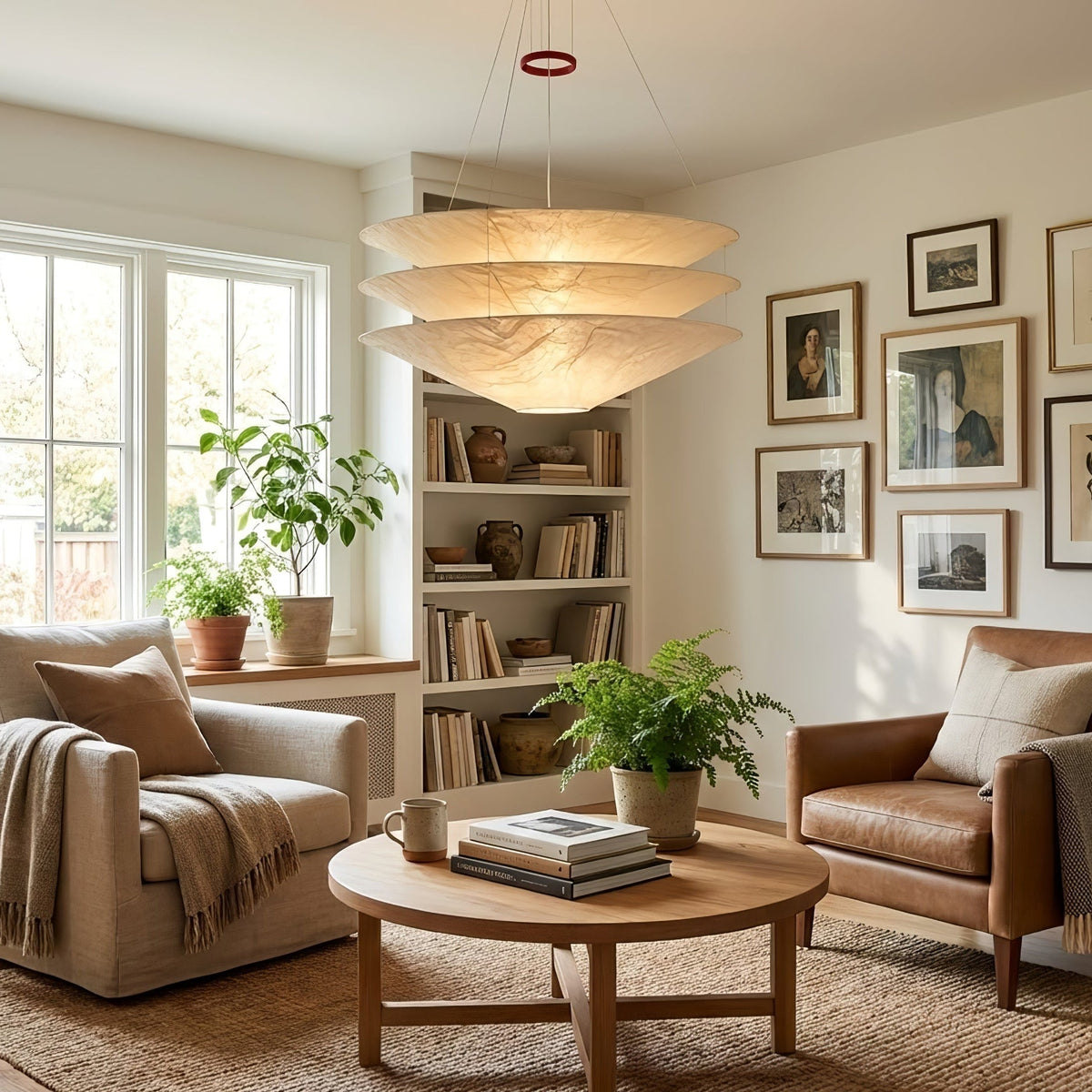 Kazu hanglamp met conische zijdekappen