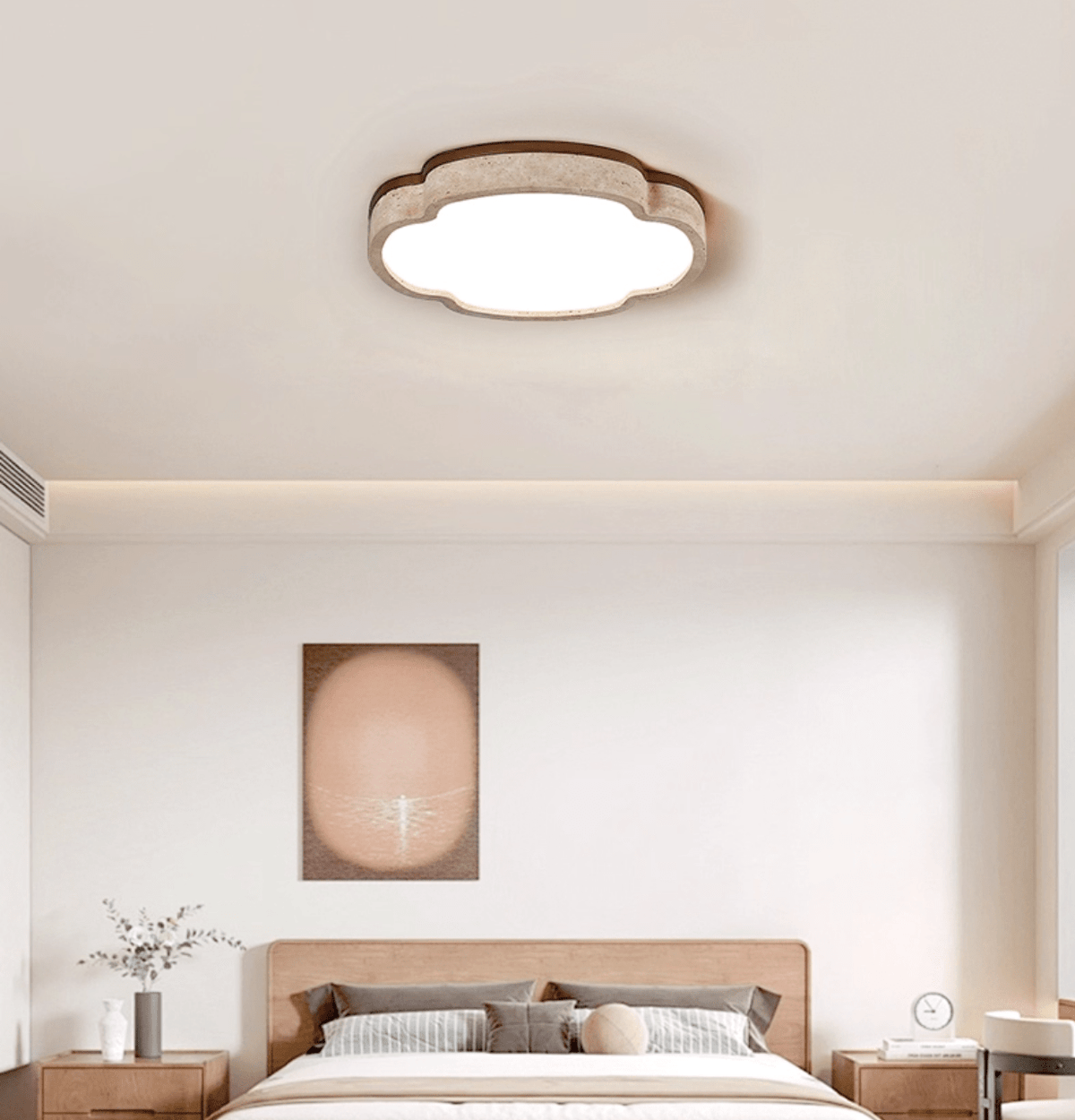 Vito Marshmallow vierbloemblaadjes Cloudform plafondlamp in geel travertin met bloemblaadjes