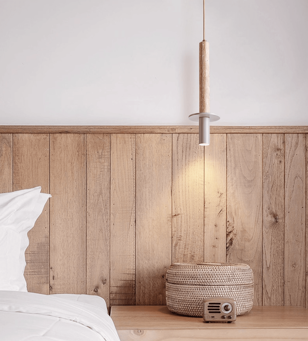 Wren Slank Geel Travertin Hanglamp
