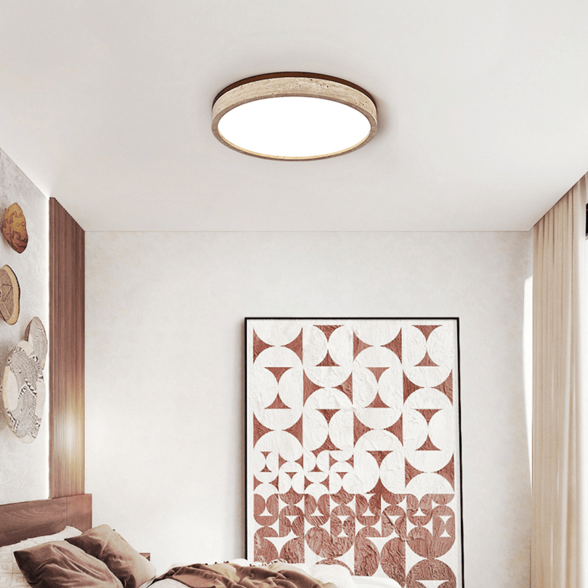 Xoan Glowly travertin Halo Ronde plafondlamp
