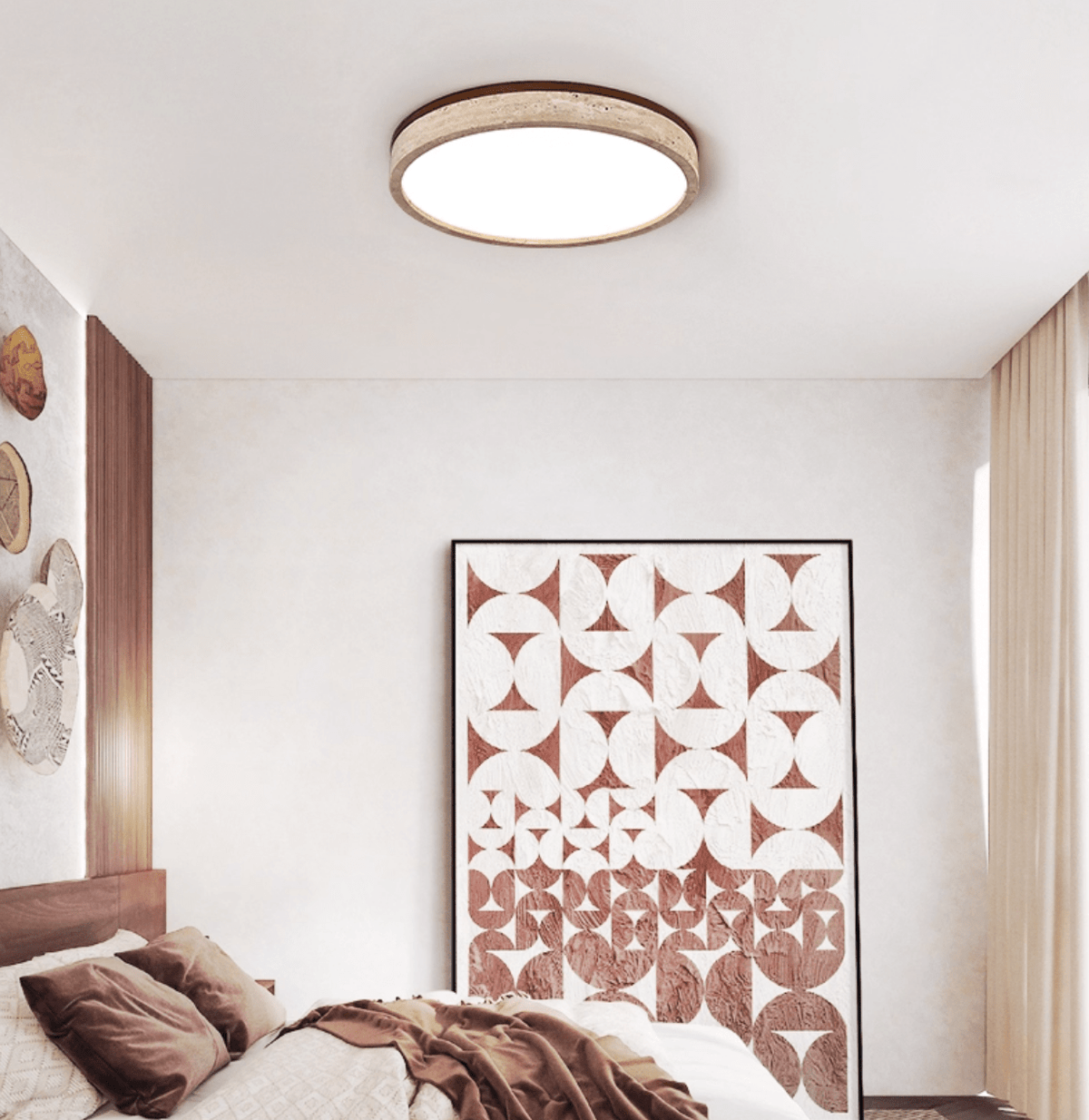 Xoan Glowly travertin Halo Ronde plafondlamp