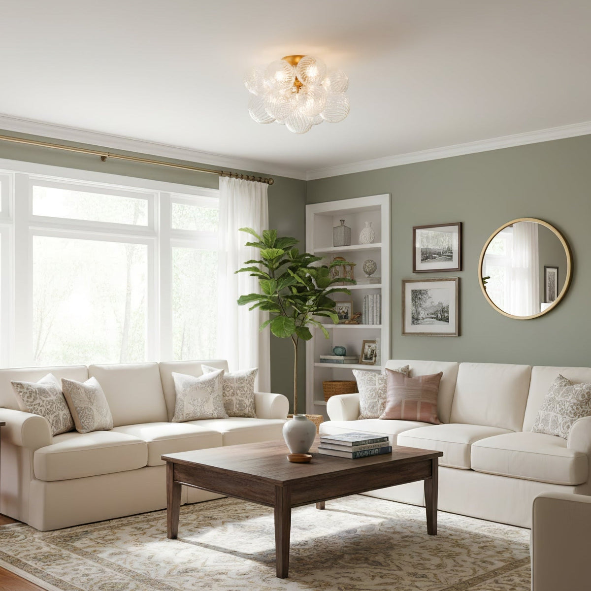 Veliira elegante plafondlamp met glazen elementen