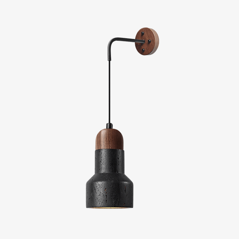 Alcarion Vintage Zwart travertin Riet wandlamp