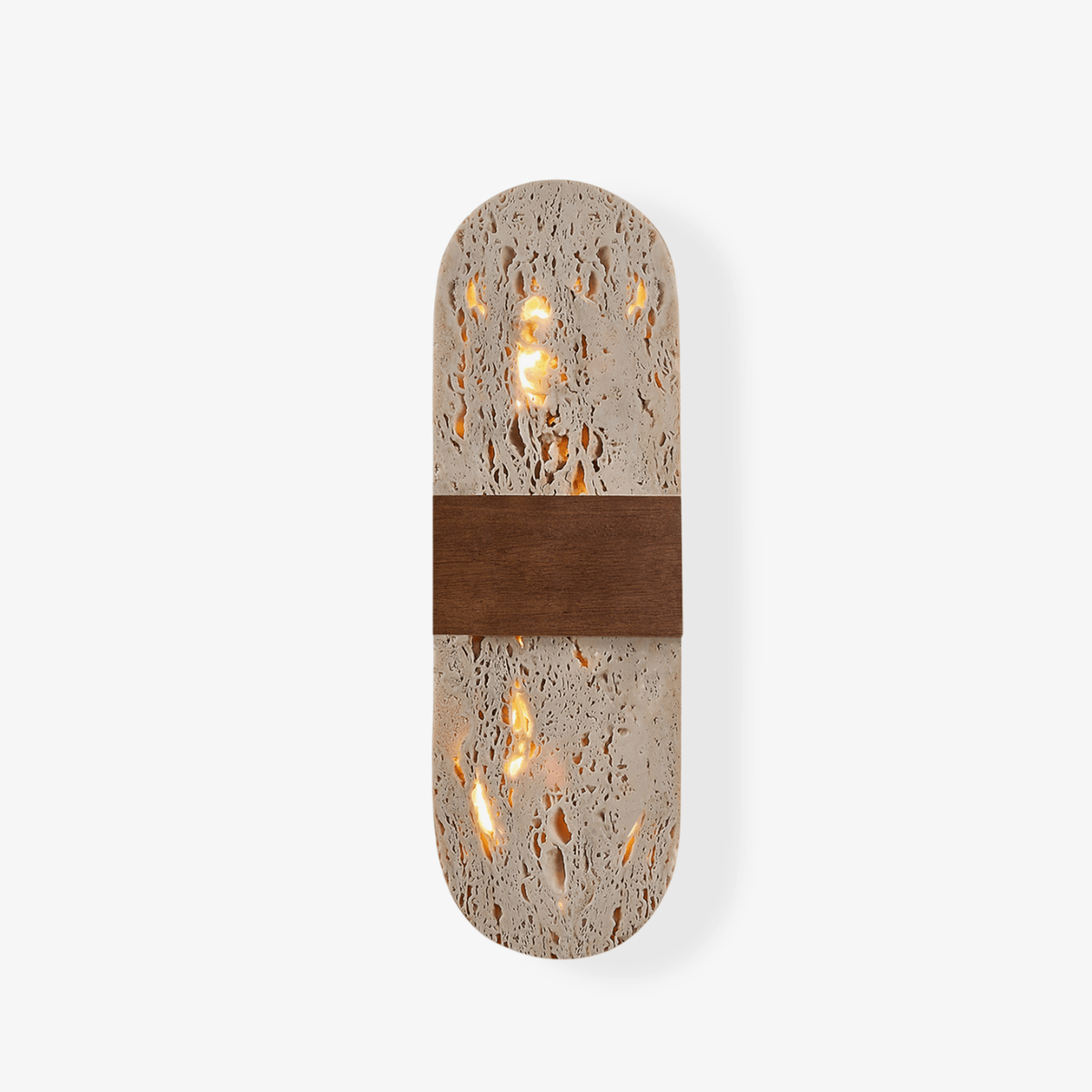 Seroelle wandlamp met geel travertin en walnoot