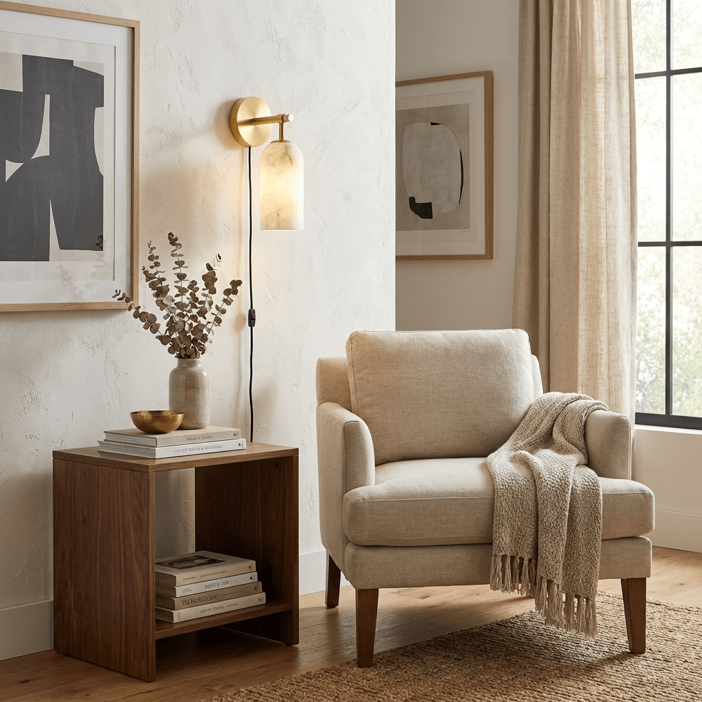 Pillar albast met stekker wandlamp