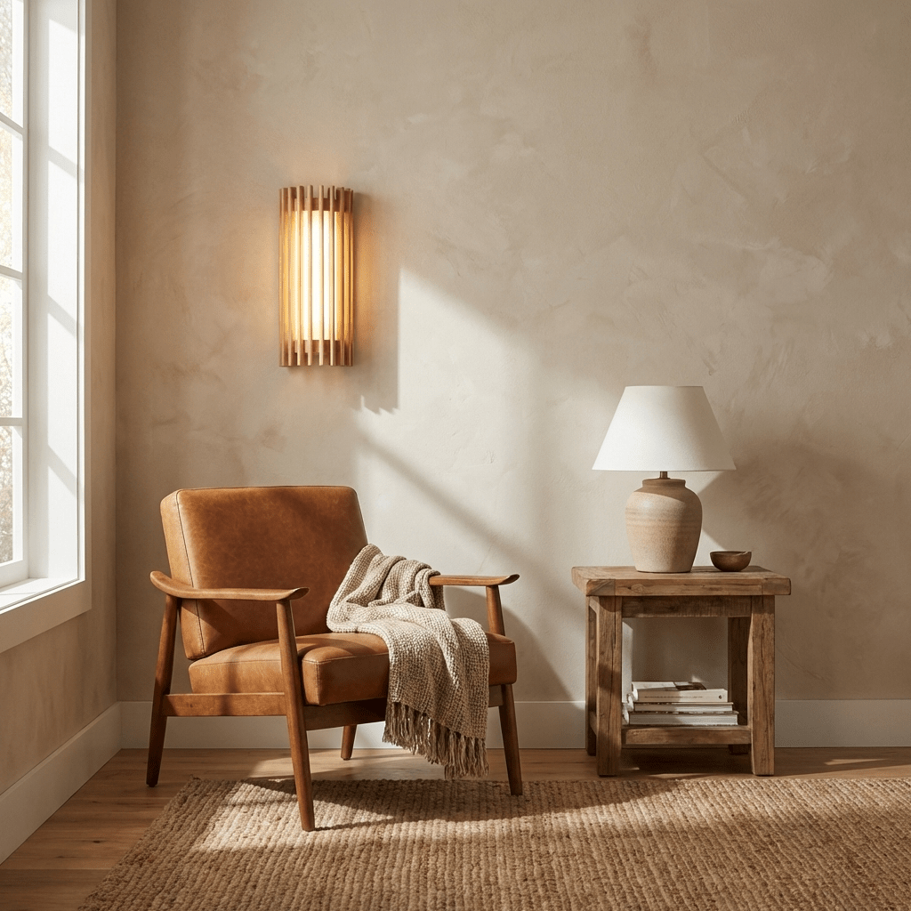 Renarenne wandlamp met verticale lamellen