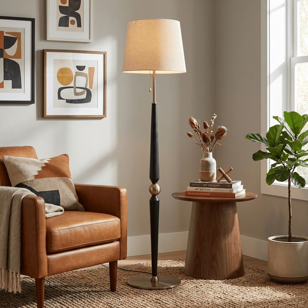Aldivina vloerlamp van gebeeldhouwd hout