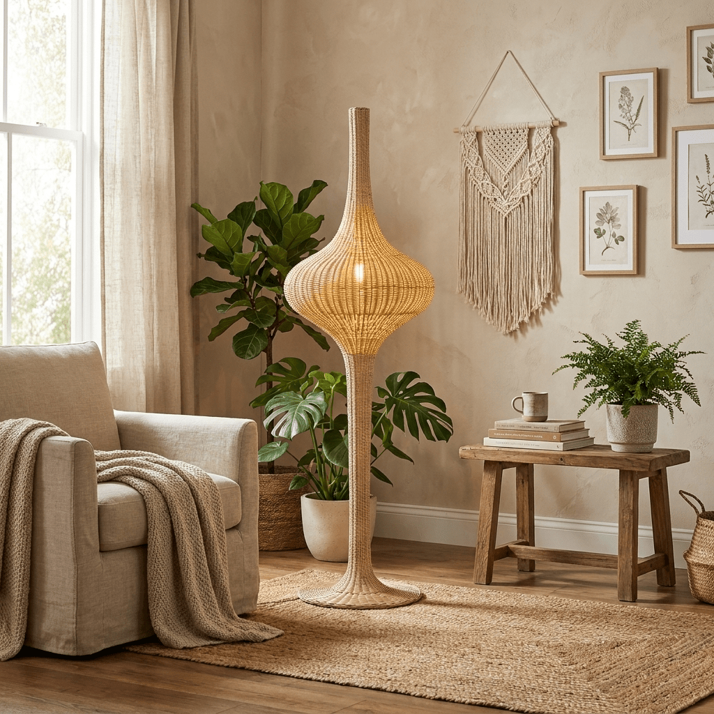 Onion rotan vloerlamp
