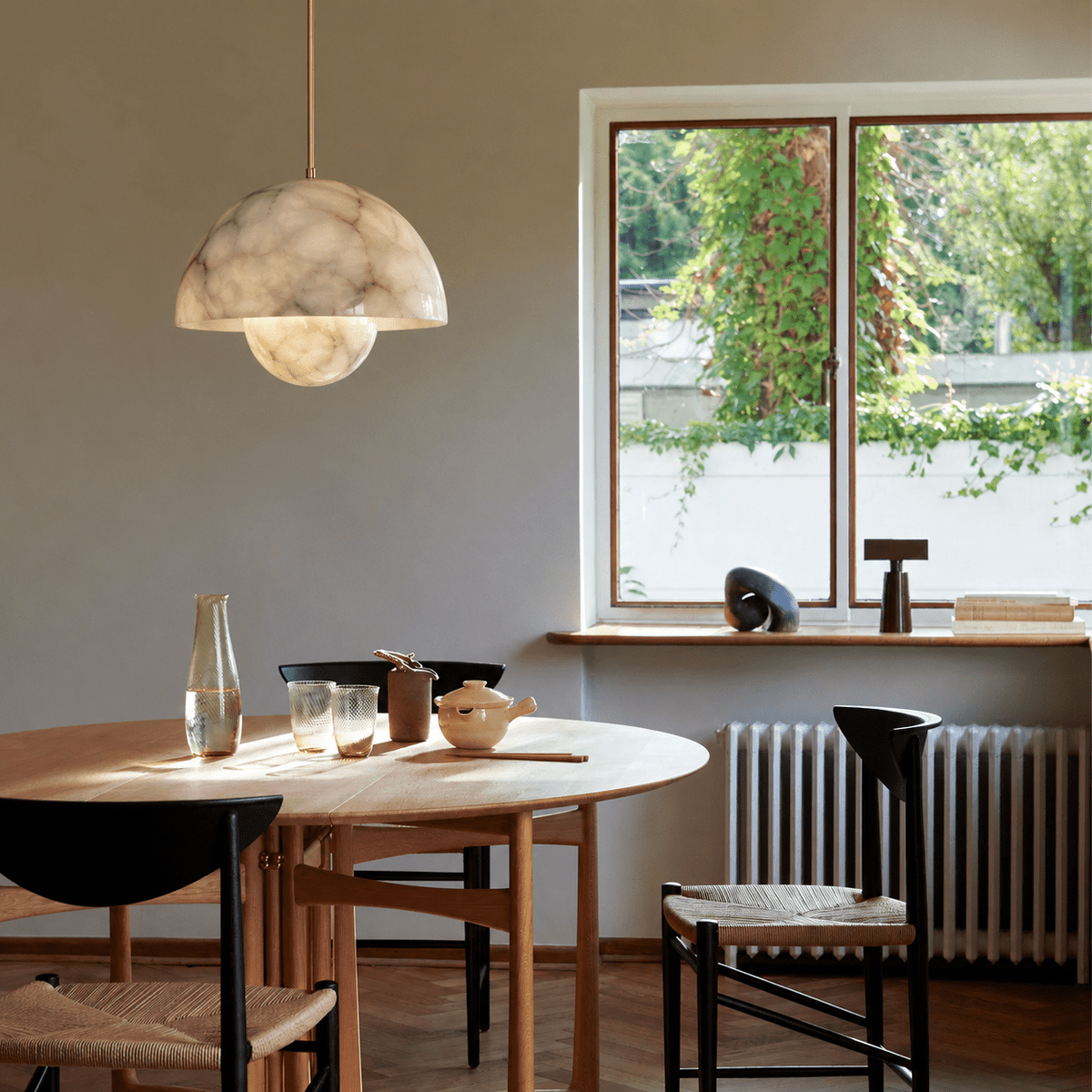 Albasten Bud koepelvormige hanglamp van messing