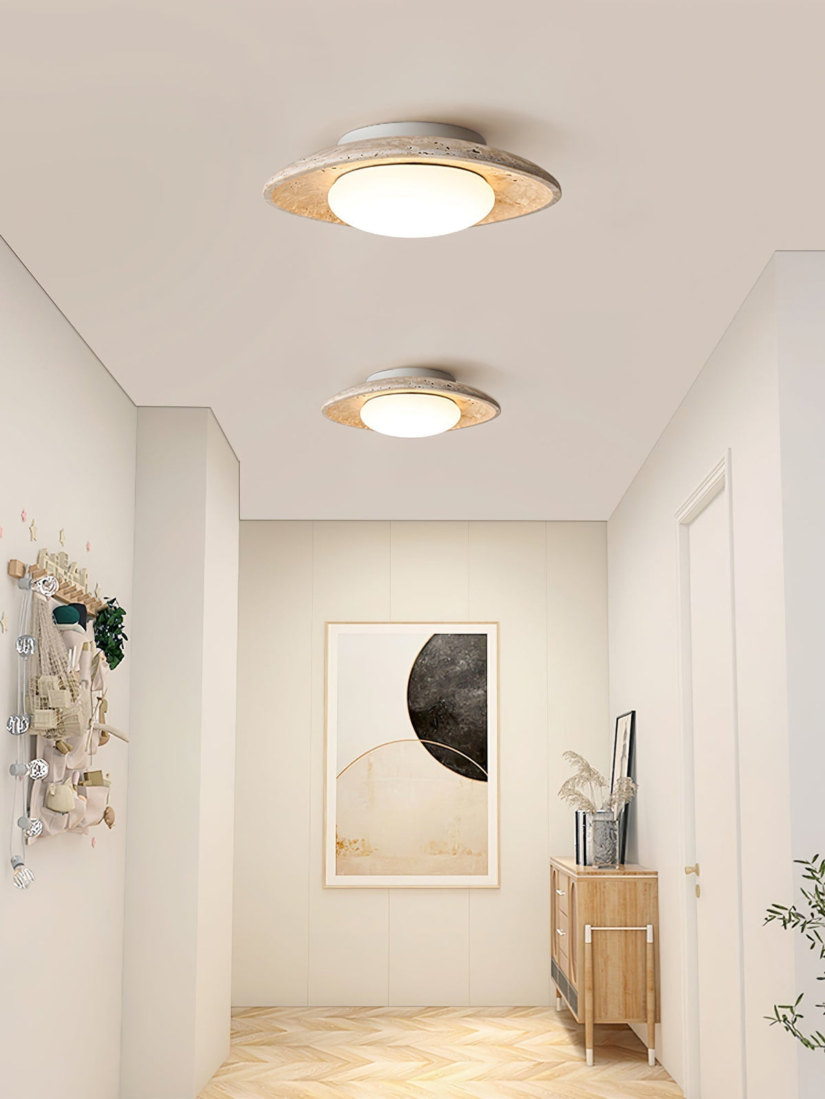 Serinora plafondlamp in geel travertin