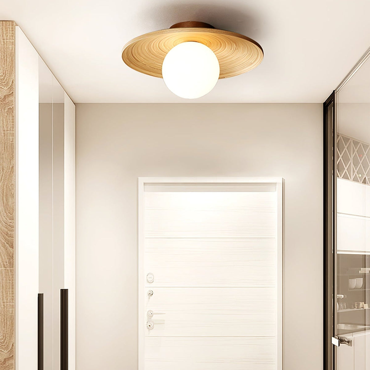 Ivoris plafondlamp Soluna hout Orbital