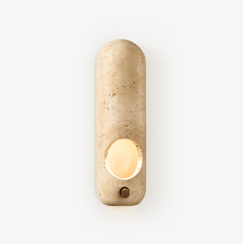 Serirella wandlamp met geel travertin