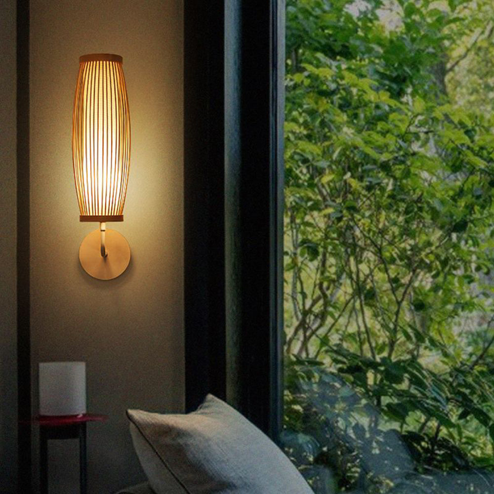 Muto Modern Design LED Wandlamp Bruin Bamboe Metaal Slaapkamer