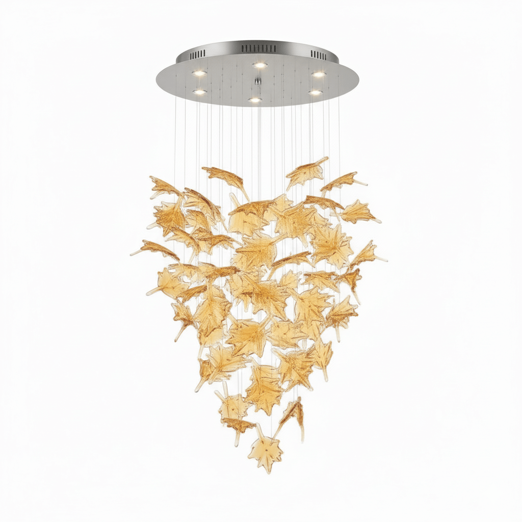 Maple kroonluchter met plafondkap en kristallen elementen