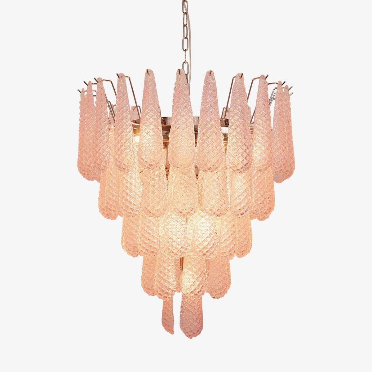 Cirelian kroonluchter met roze druipende cascade romantisch