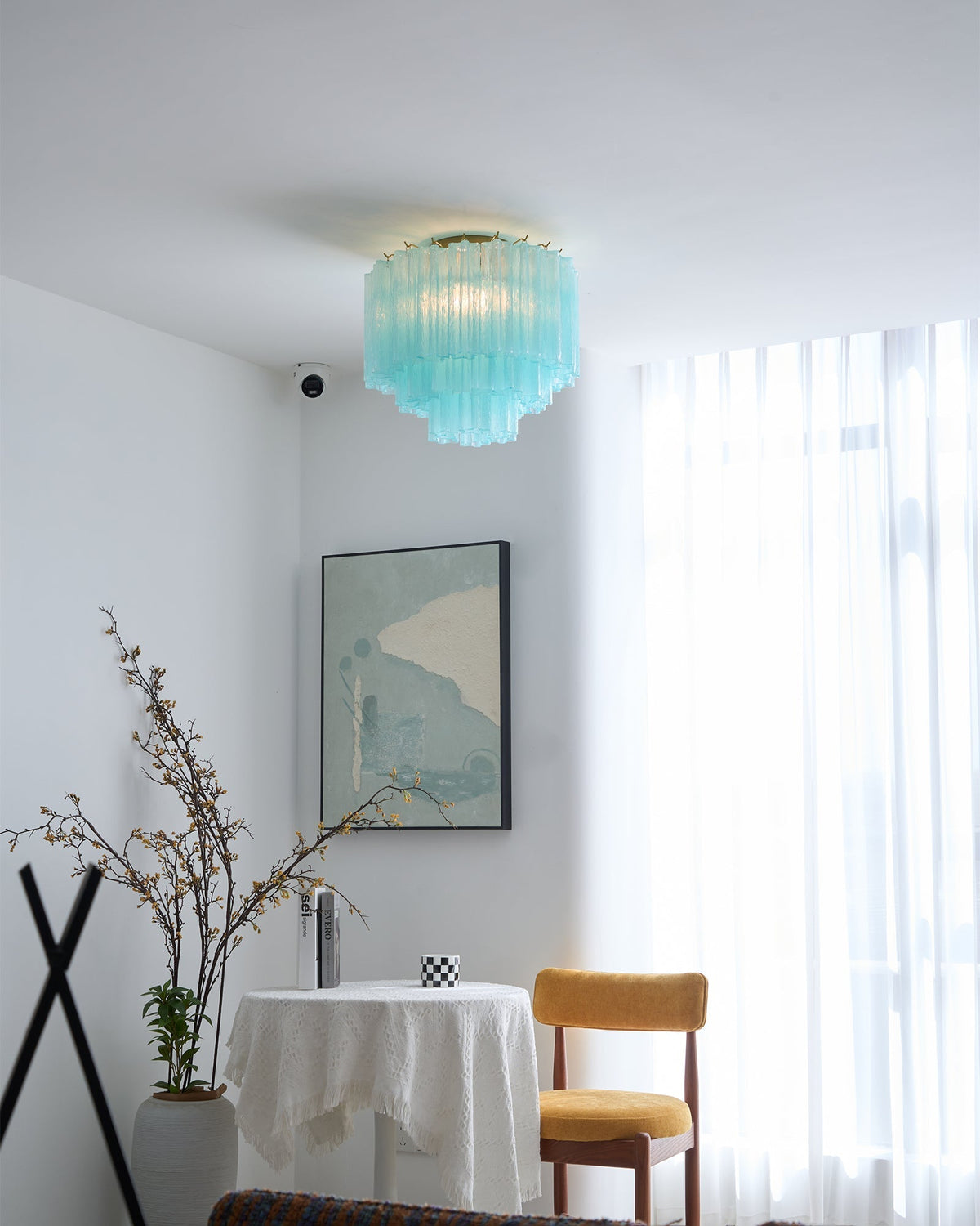 Velelena plafondlamp wit Murano-glas gelaagd elegant modern