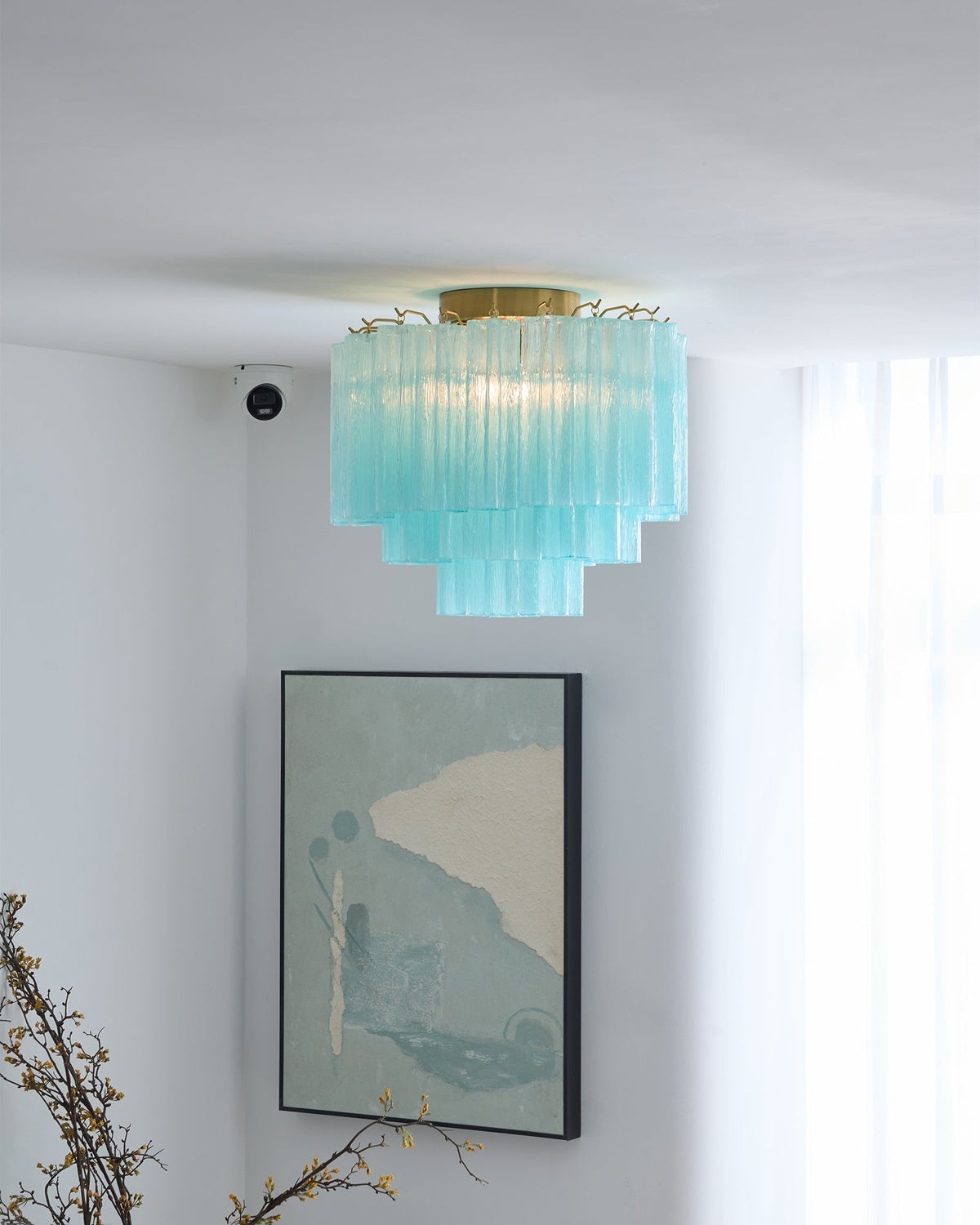 Velelena plafondlamp wit Murano-glas gelaagd elegant modern