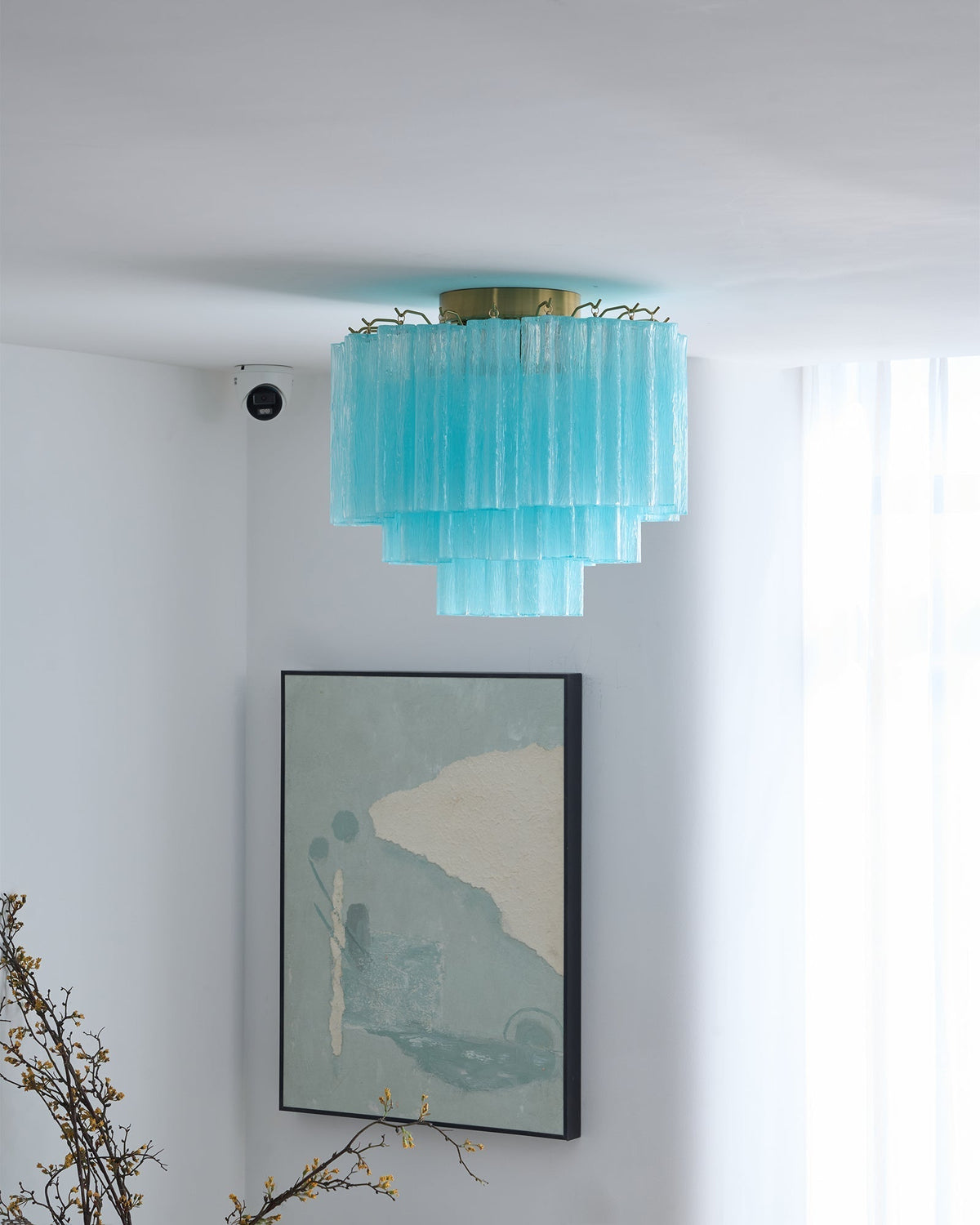 Velelena plafondlamp wit Murano-glas gelaagd elegant modern