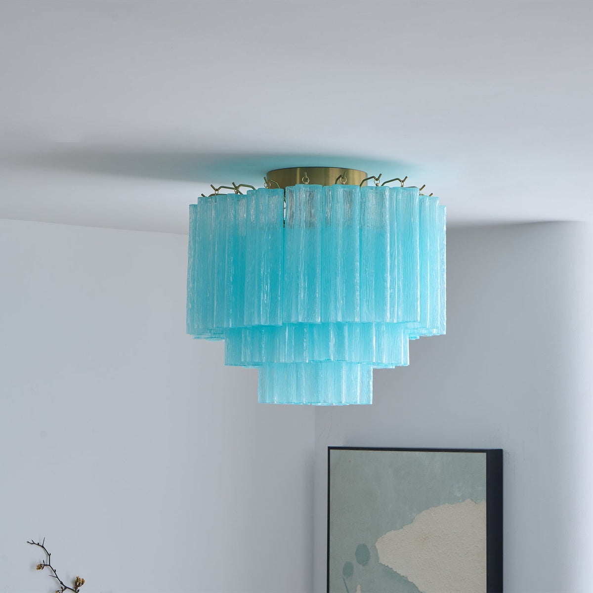 Velelena plafondlamp wit Murano-glas gelaagd elegant modern