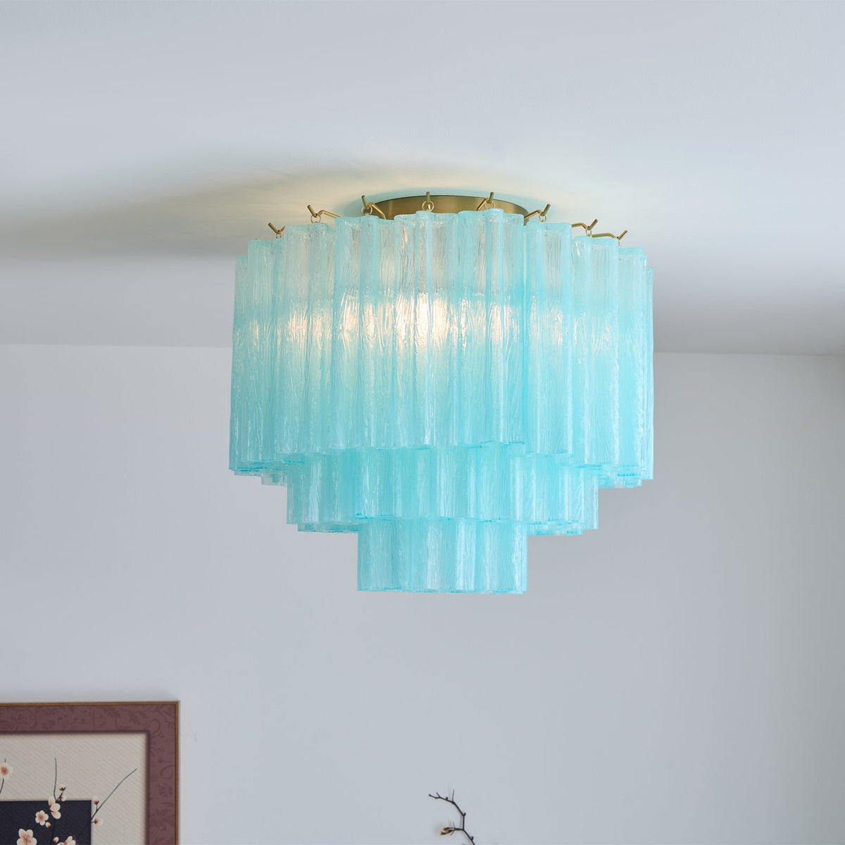 Velelena plafondlamp wit Murano-glas gelaagd elegant modern