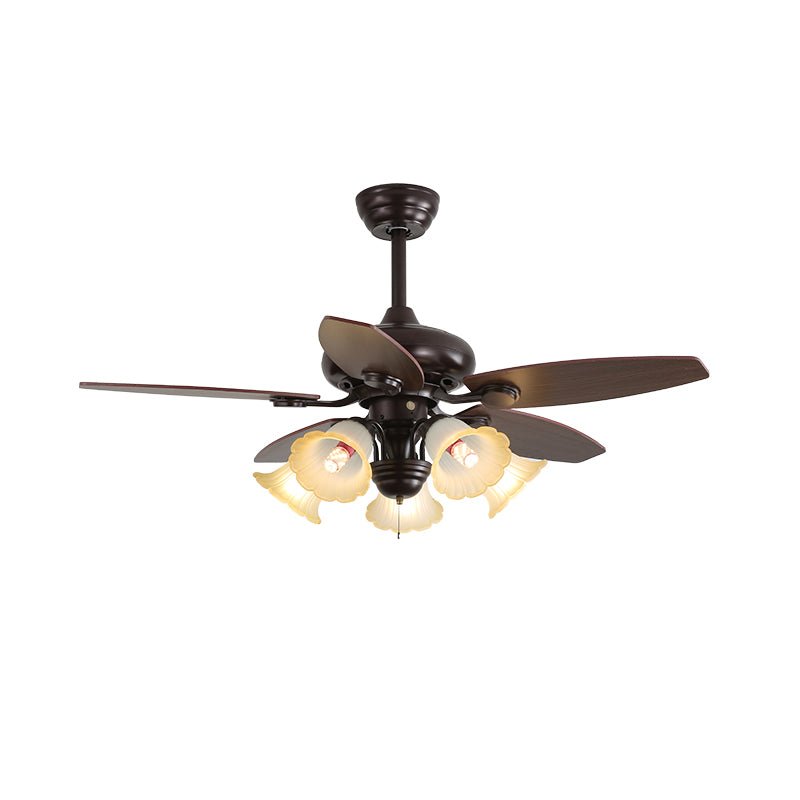 Elvael klassiek plafondventilator met verlichting van walnoot en glas