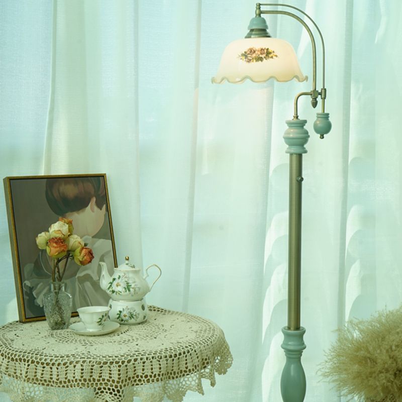 Morandi Retro Design LED Vloerlamp Lotus Bloem Vormige Metaal/Glas Eetkamer/Woonkamer