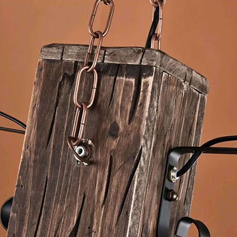 Brio Vintage Rechthoekige Hanglamp, Metal/Houten Eetk/Woonkamer