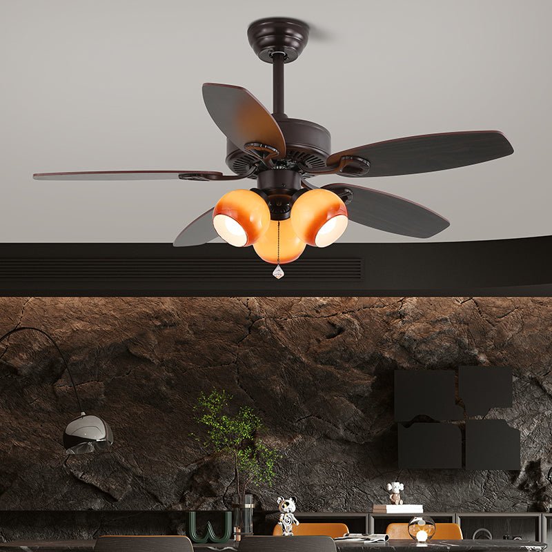 Elvael klassiek plafondventilator met verlichting van walnoot en glas