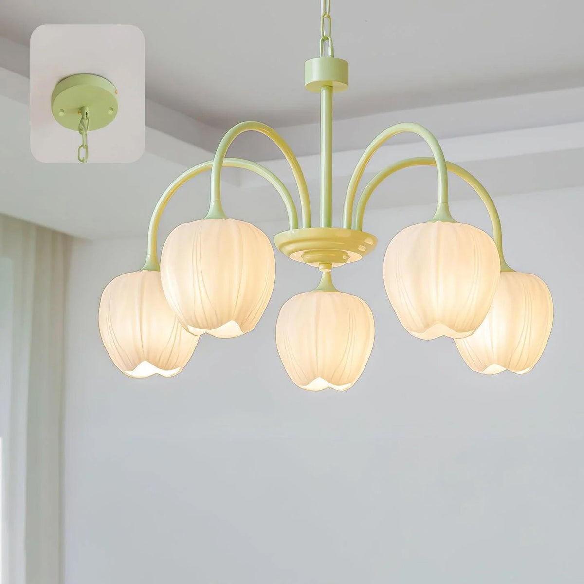 Eiraine kroonluchter Tulip Matcha glas