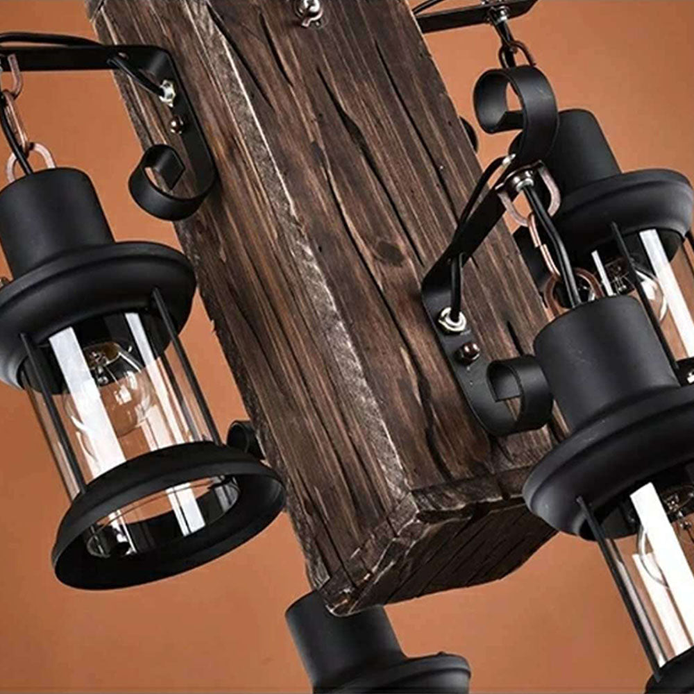 Brio Vintage Rechthoekige Hanglamp, Metal/Houten Eetk/Woonkamer