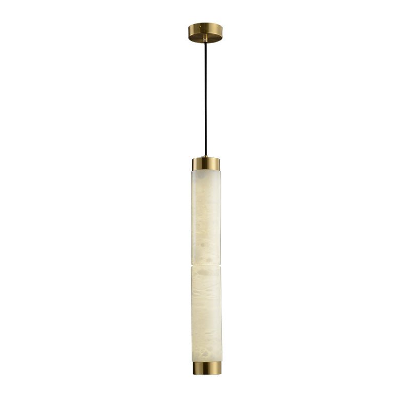Lira cilindrische hanglamp van albast met goudkleurige afwerking