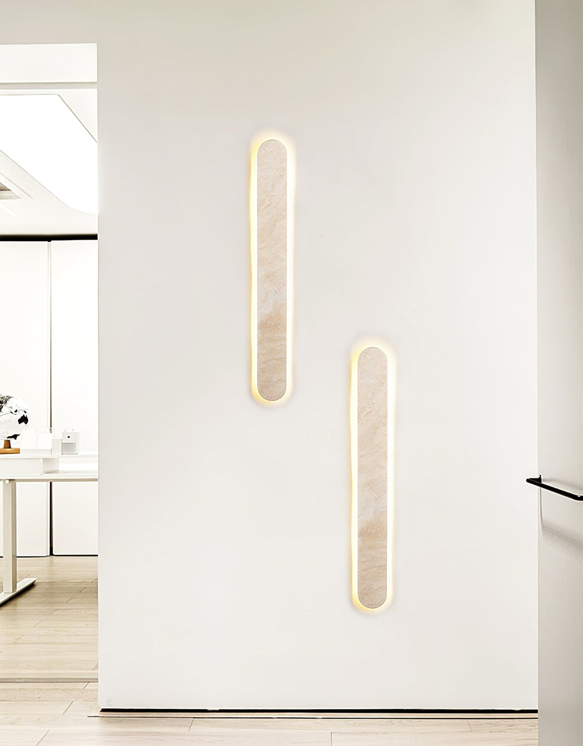 Elraee Geel travertin wandlamp