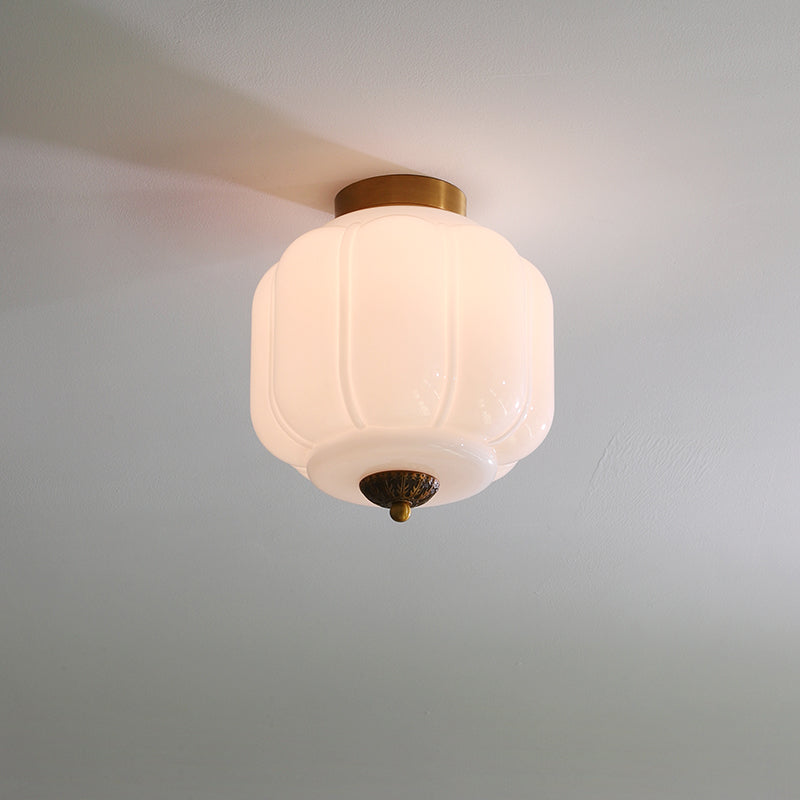 Selviro plafondlamp groen glas messing klassiek