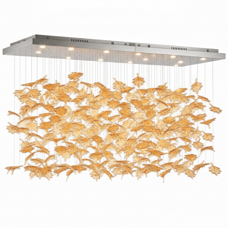 Maple kroonluchter met plafondkap en kristallen elementen