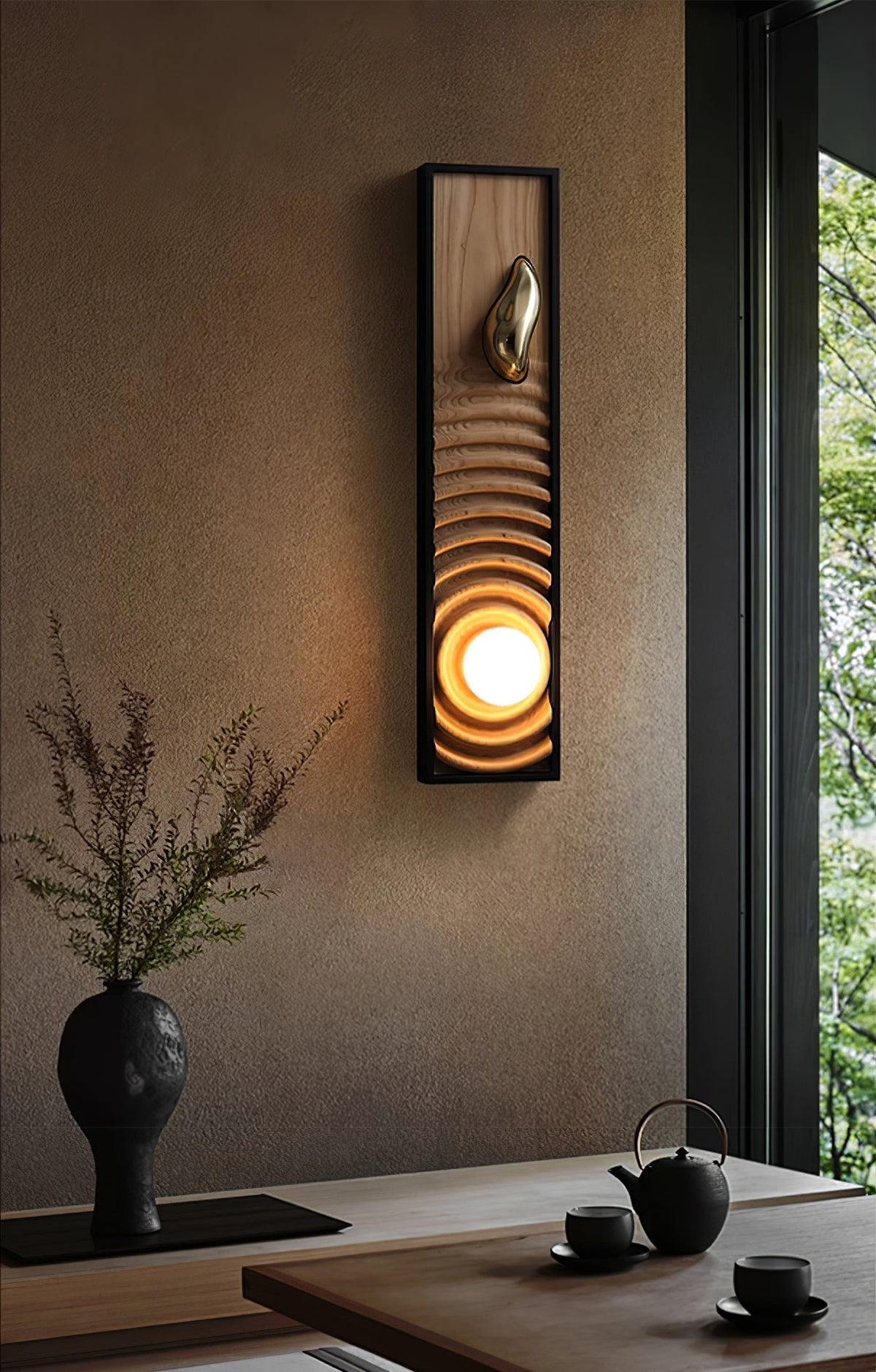 Caleb Vintage Houten wandlamp