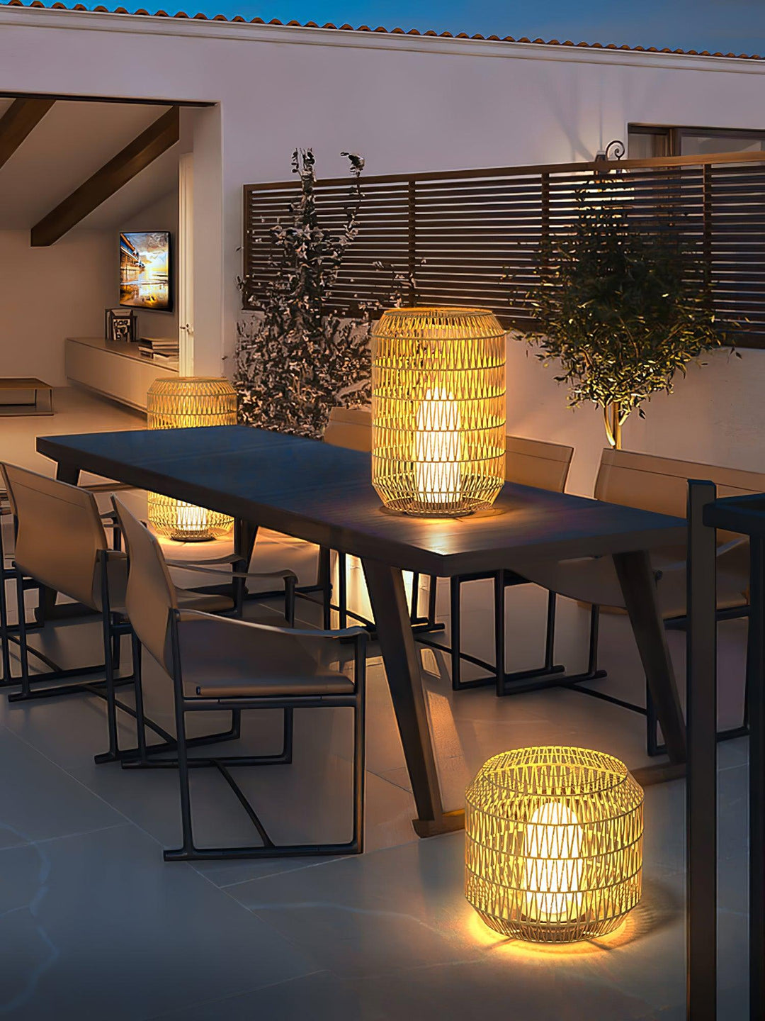 Woven rotan buitenwandlamp