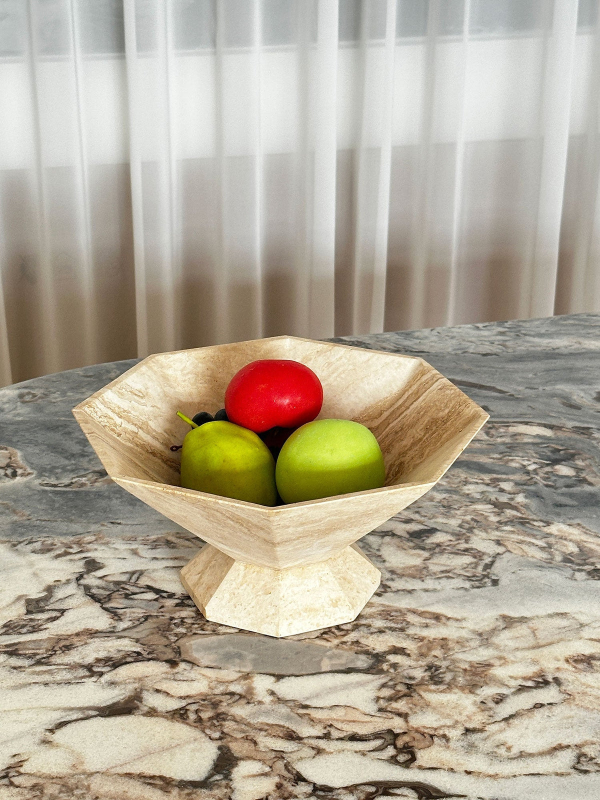Selinel Facet Marmeren Pedestal Schaal