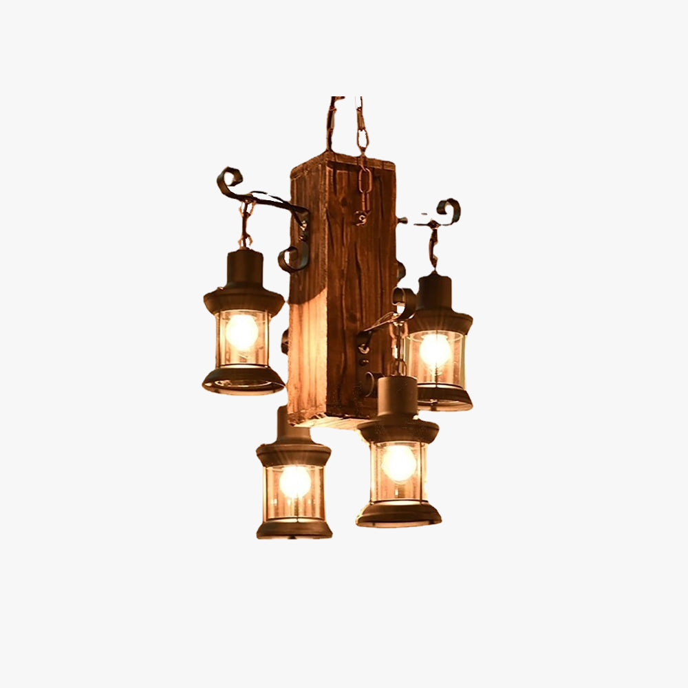 Brio Vintage Rechthoekige Hanglamp, Metal/Houten Eetk/Woonkamer