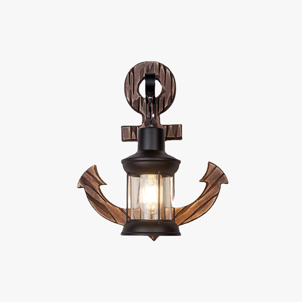 Carina Anchor Lantern Wall Lamp, Vintage/Antique, Wood, Bedroom