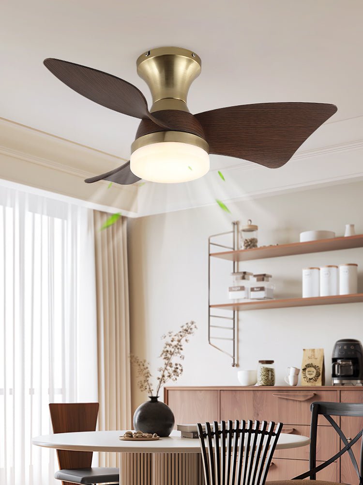 Aureon Moderne plafondventilator met verlichting van walnoothout