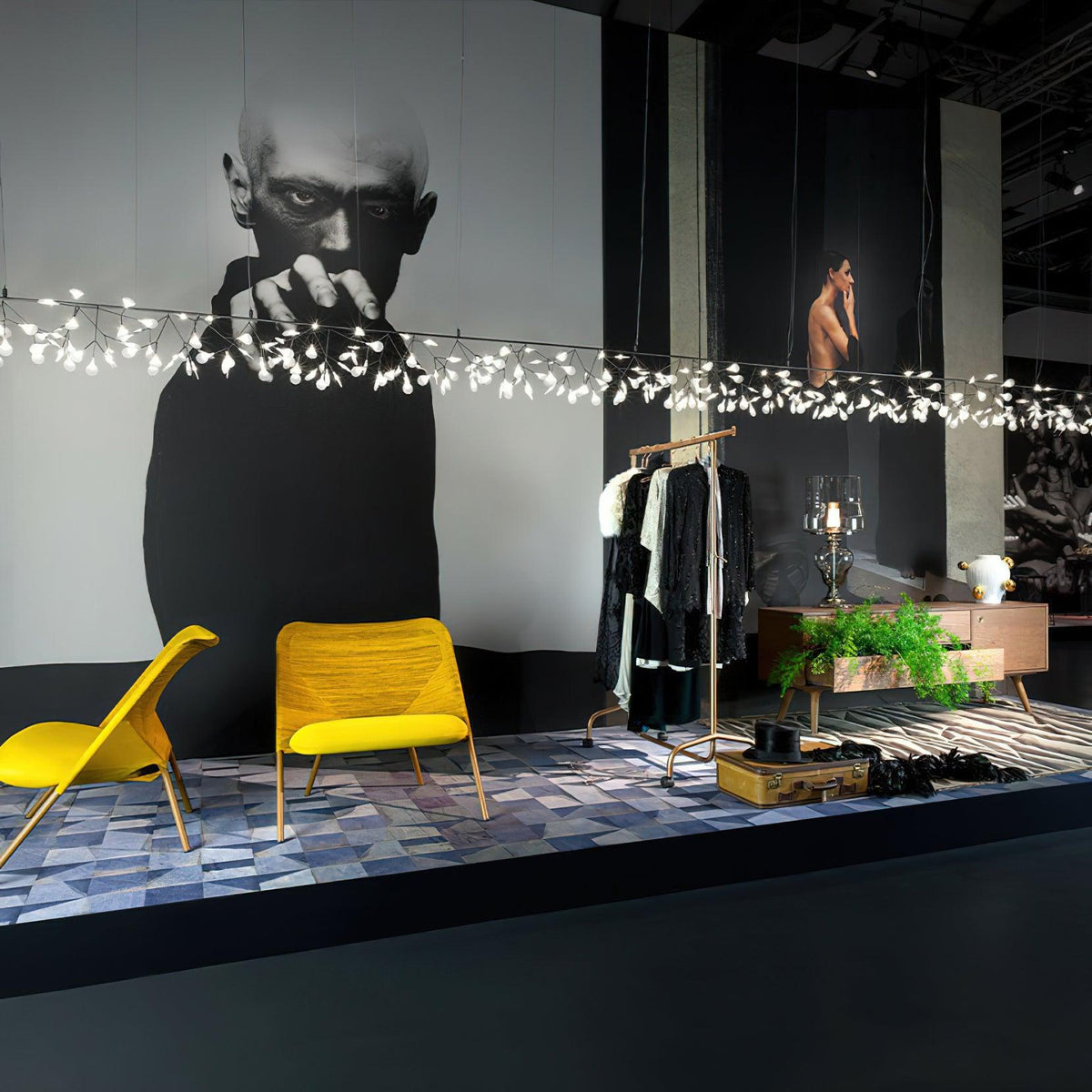 Brenwen kroonluchter LED-takken lange lineaire artistieke